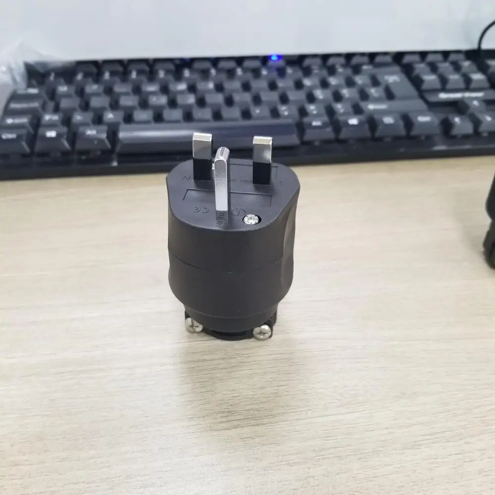 High Quality UK Male AC Power Plug Inlet Outlet Gold Rhodium Plated