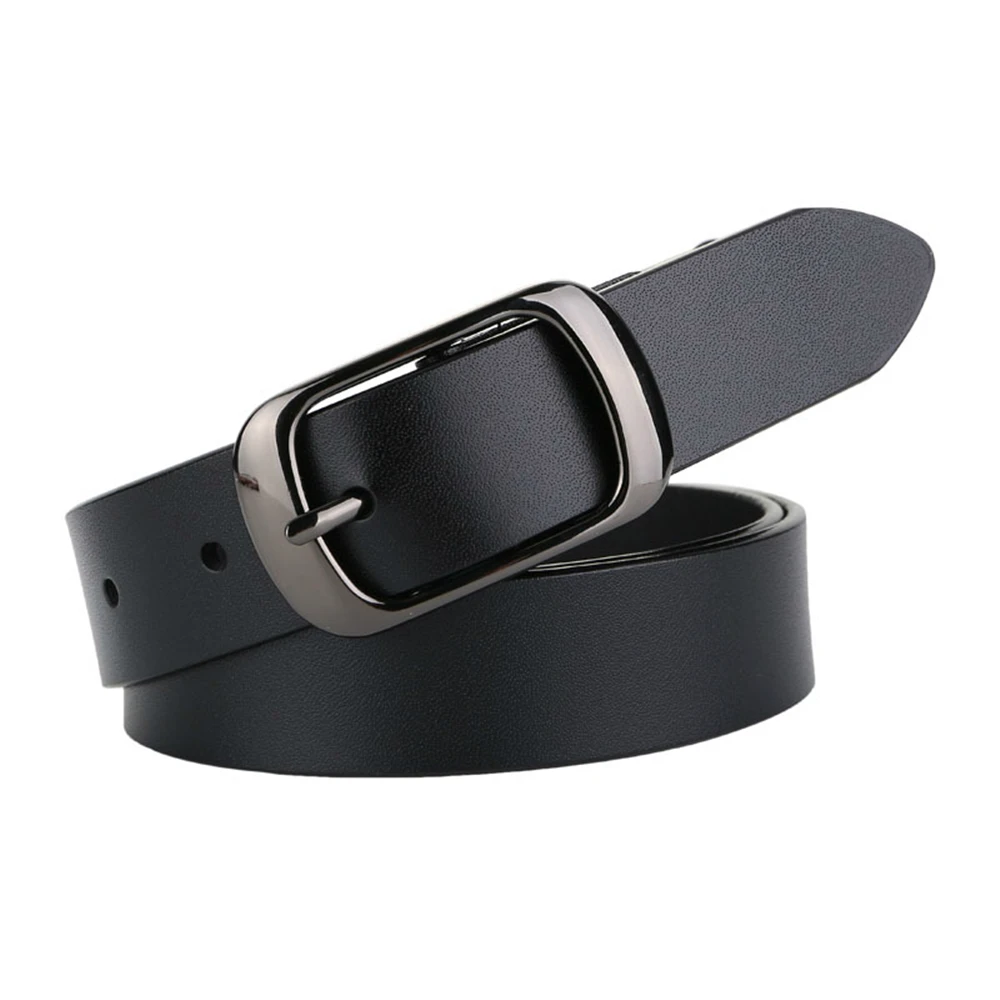 LA SPEZIA Brown Belt Women Cowskin Pin Buckle Genuine Leather Belts for Trousers High Quality Casual Solid Women Belt 105 110