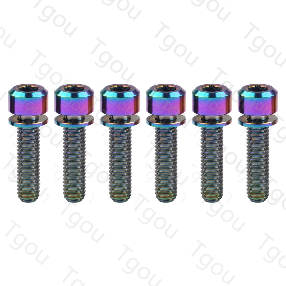 Tgou Titanium Bolt M5x16 18 20mm Hex Head with Washer Screws for Bicycle Stem Handlebar 6pcs