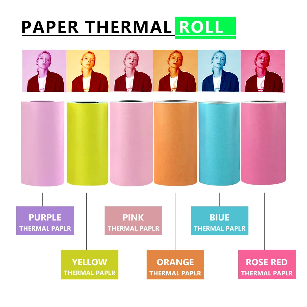 Papier thermique avec autocollant imprimable auto-adhésif, rouleau de papier direct, 57x30mm, 2.17x1,18 po, PeriPage Horizon Pocket PAPERANG, erian et crevette