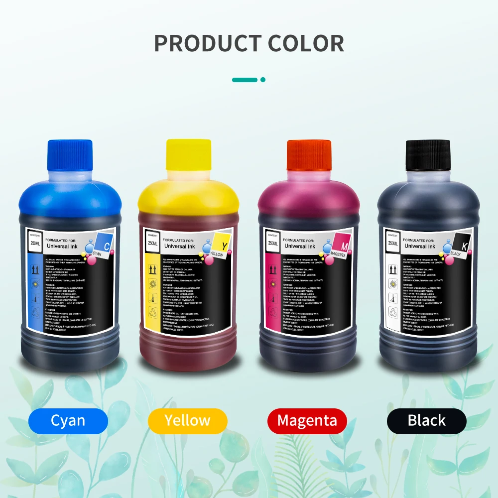 250ML Universal Ink Dye Refill Kit For Canon HP Epson Printer Cartridge 301 302 304 305 664 CISS Ecltank 104 Compatible