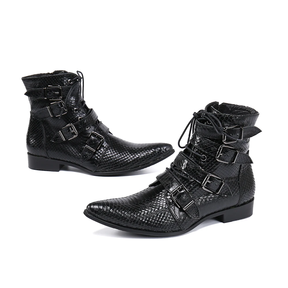 Summer Man Buckle Strap shoes Dress Boots Model Show shoes Banquet Party Personalized boots cow leather Marry boots