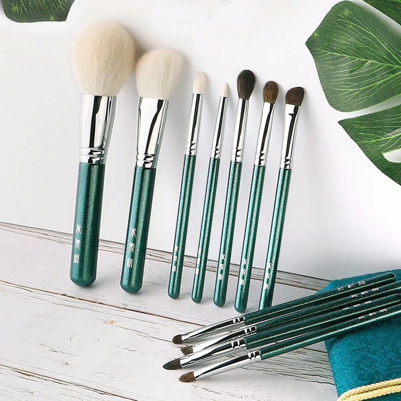 11pcs/set Pro Goat hair Makeup brushes Set Powder Blusher Concealer Eye shadow Blending Contour eyebrow smudge Make up brushes