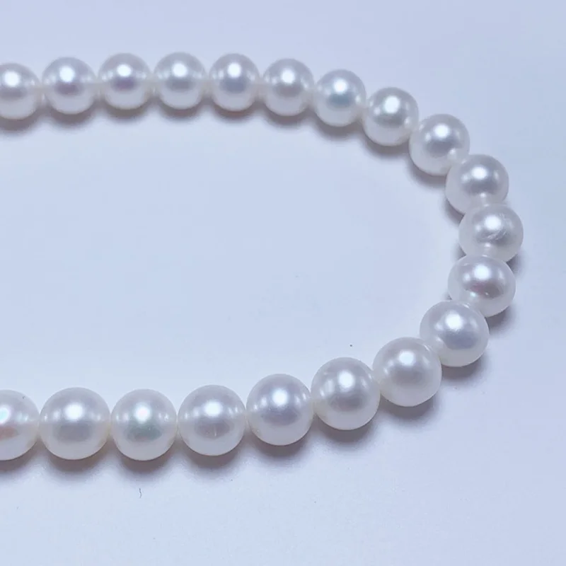 MADALENA SARARA  8.0-13.0mm AA Freshwater Pearl Necklace Strand Natural White Pearl Small Flaw Near Round DIY Womn Jewelry