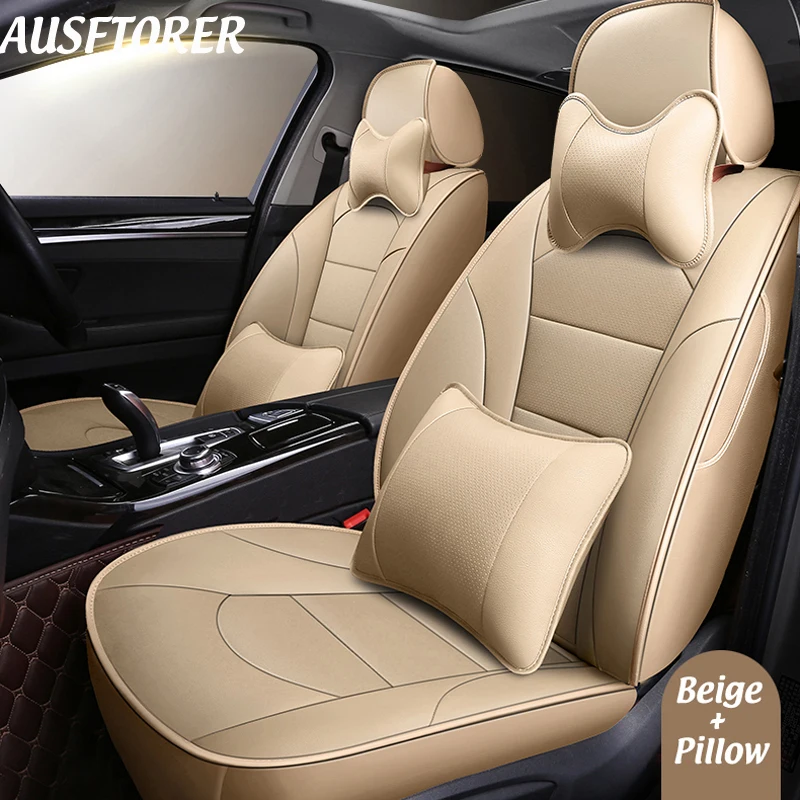 

AUSFTORER Cowhide & PVC Leather Seat Cover for Renault Captur 2018 2017 Accessories Automobiles Seat Cover Car Cushion Protector