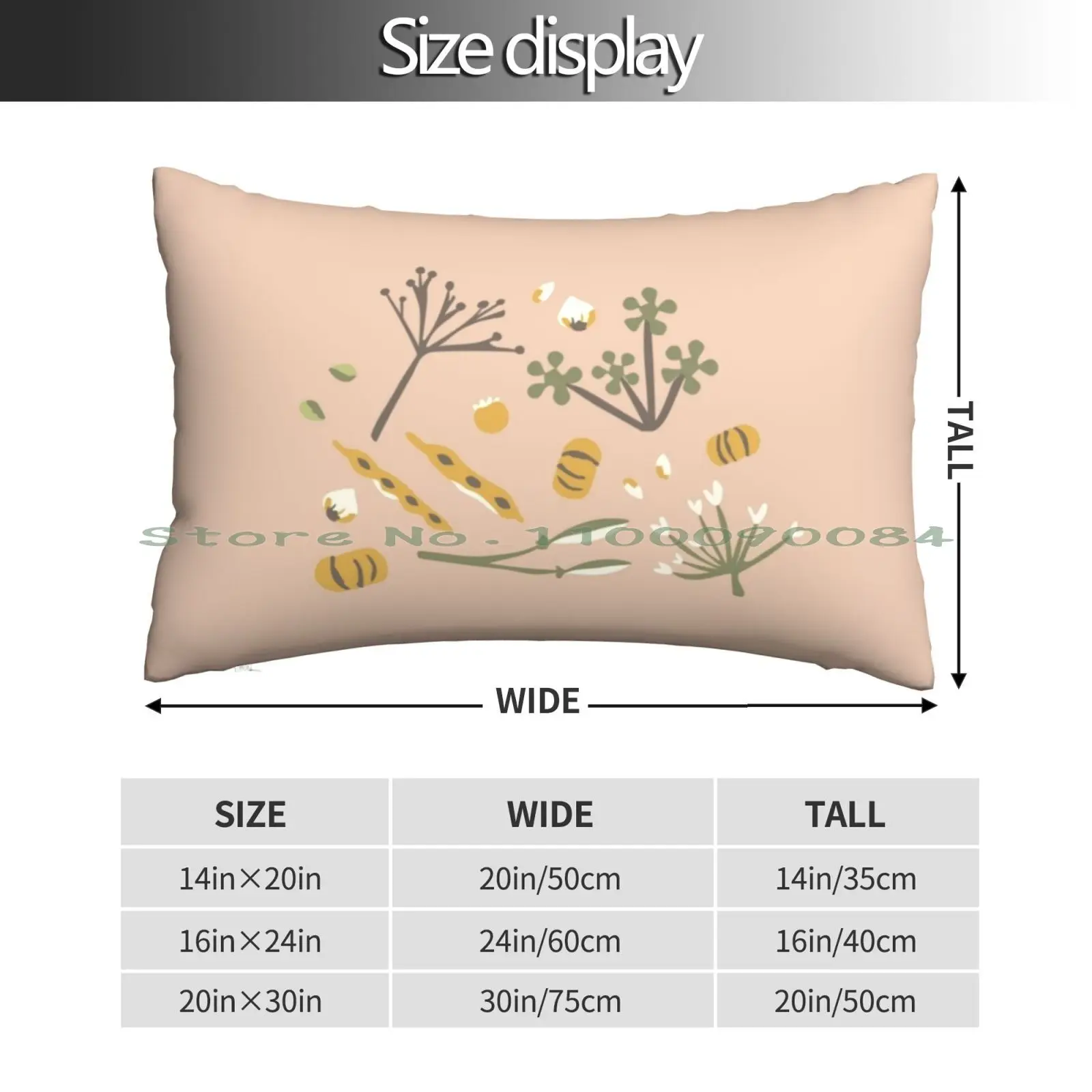 Autumn Pillow Case 20x30 50*75 Sofa Bedroom Autumn Fall Season Wall Home Pumpkin Flower Floral Botanical Orange Green Halloween