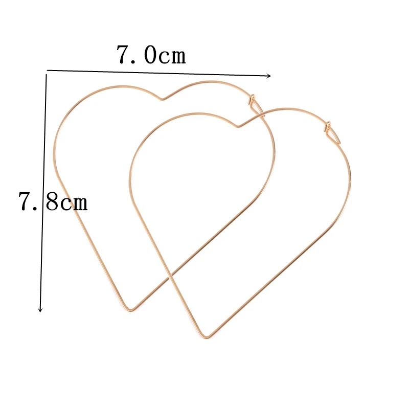 Minimalist Hollow Big Star Heart Fish Shaped Ear Line Stud Earrings for Women Hyperbole Jewelry Pendant Copper Wire Brincos Gift