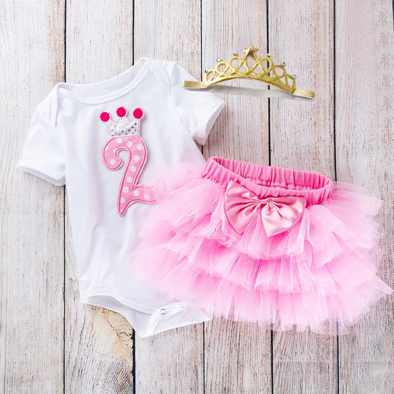 2 Year Baby Girl Dress Princess Girls Tutu Dress Toddler Kids Clothes Baby Baptism 2st First Birthday Outfits Infantil Costume