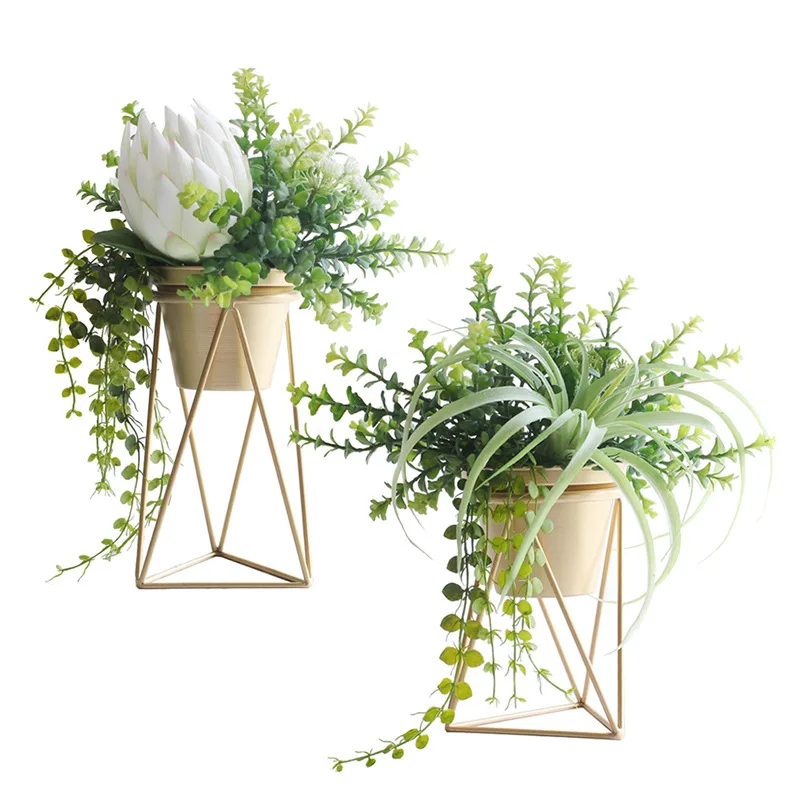 Soporte de Metal nórdico para macetas, estante dorado para flores, maceta para plantas, soporte para plantas de interior y exterior, decoración de