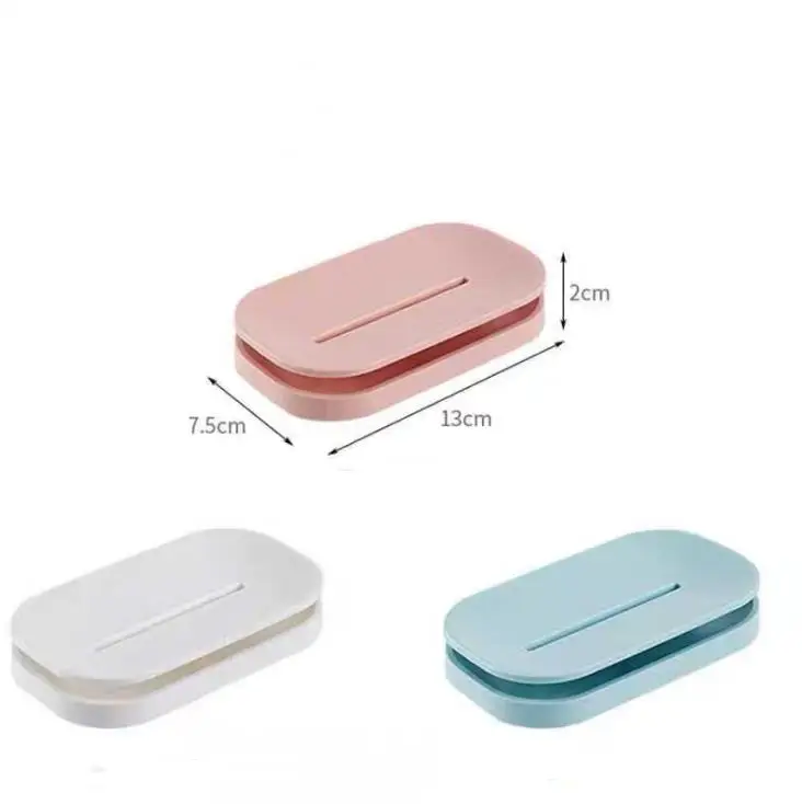 Unique Soap Dishes Bathroom Colorful Soap Holder Plastic Double Drain Soap Tray Holder Container for Bath Shower Bathroom SN