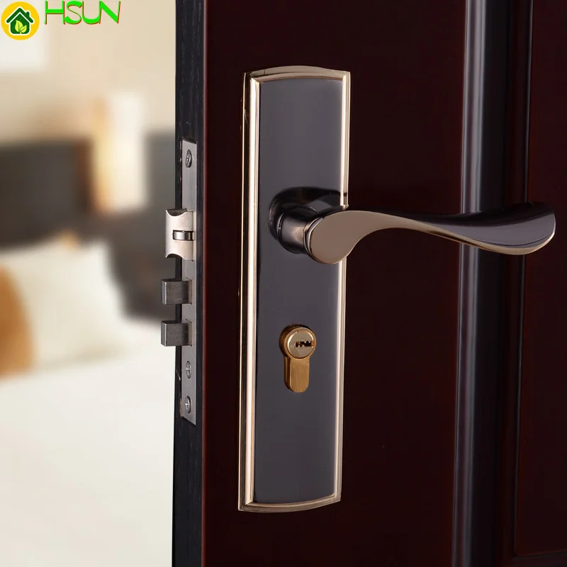 

Steel-wood bearing bedroom door lock indoor wooden door handle lock mechanical hardware lock