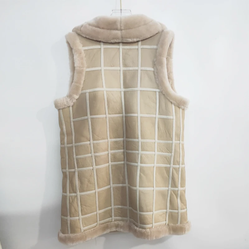 Manteau en cuir chaud pour femme, en laine naturelle, mouton, automne-hiver, gilet, pull en peau de mouton, nouvelle mode