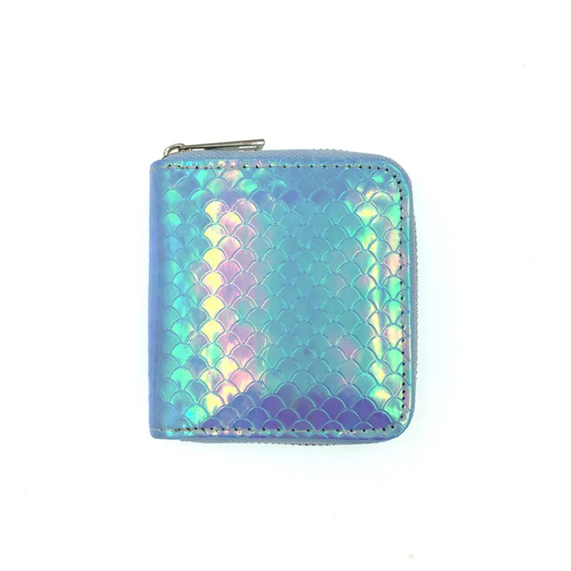 4-Color Fashion Mermaid Pattern Women Wallet PU Leather Cute Short Coin Purses Female ID Credit Card Holder Zipper Clutch