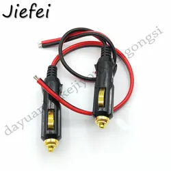 1Pcs Gold-plated High Quality Auto15A Male Car Cigarette Lighter LED Socket Plug Connector Adapter 14AWG