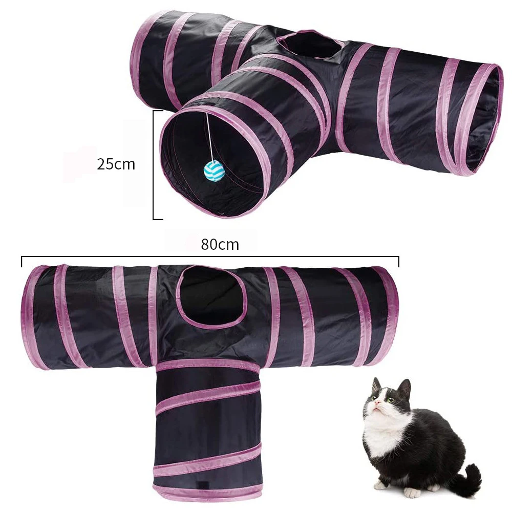 21 Pcs Cat Toys Kit Collapsible Tunnel 3 Holes Indoor Kitten Cat Feather Teaser Wand Mice Balls Bell Pet Teeth Clean Fun Channel