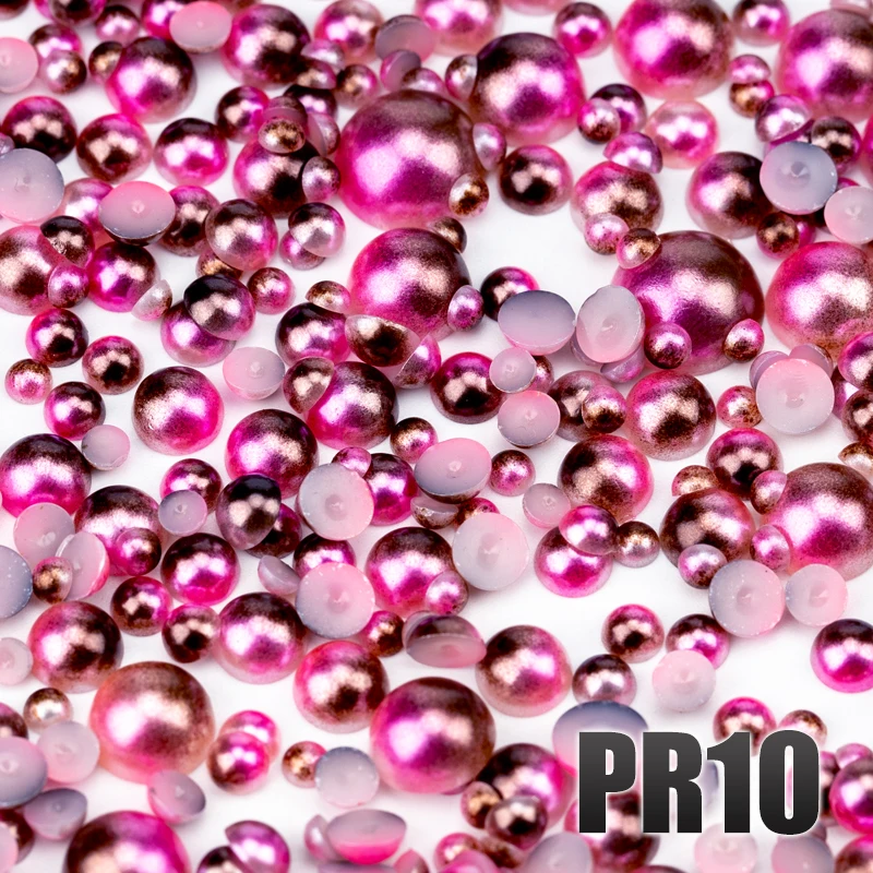 VDD 200g Großhandel, gemischte Größen 3-10mm, Meerjungfrauenfarbe, ABS-Imitationsperlen, halbrunde Flachrückseite, Perlen für Bastelarbeiten, DIY, Nagelkunst-Zubehör – Detail 12