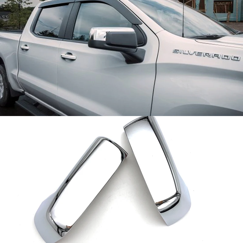 

For Chevrolet Silverado 1500 2019 2020 ABS Chromed Side Door Rearview Mirror Cover Trims Car-Styling Accessories 2pcs/set