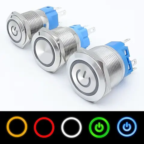 On Off PC Power Metal Waterproof Push Button Switch 12v for Car Ignition Switches Momentary/Latching NC 5V 220V 12 16 19 22 mm