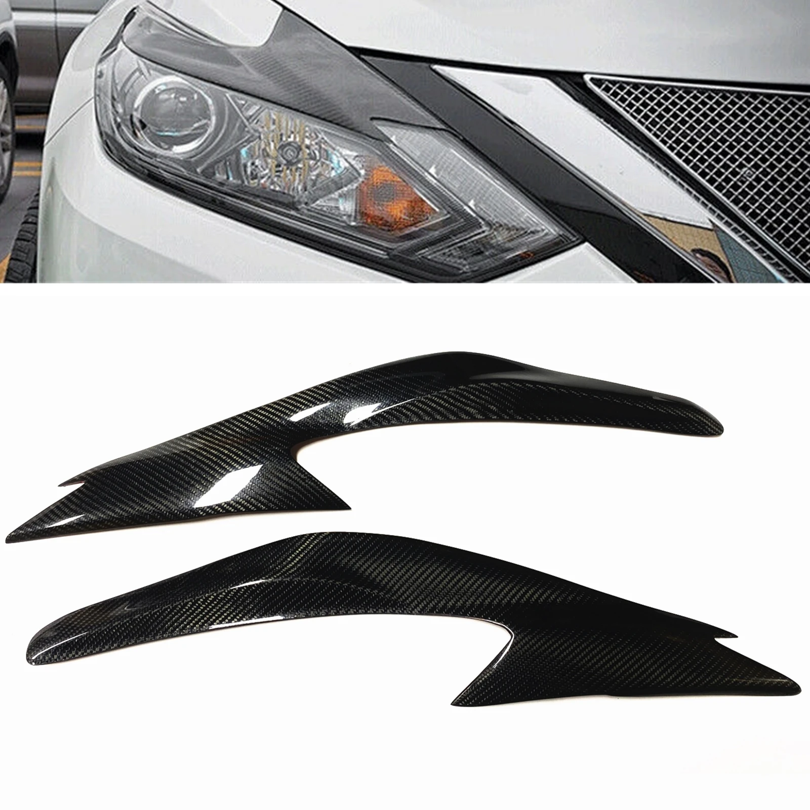 

For Nissan Altima Teana 2016-2018 Headlamp Eyebrow Headlight Eyelid Trim Carbon Fiber Front Head Light Lamp Cover Brow Sticker