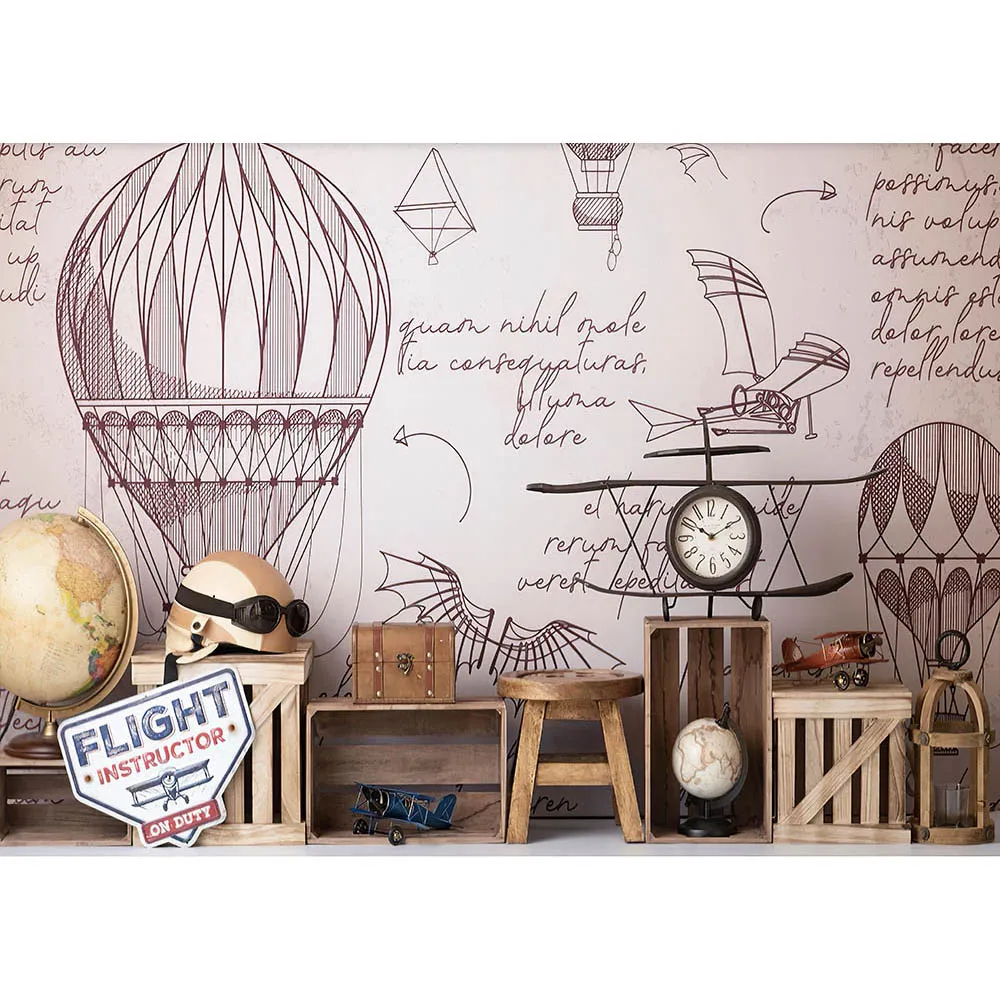 Mocsicka Приключения тема Новорожденный ребенок душ фон горячий воздушный шар полет дети портрет фотографии фон для фотосъемки на день рождени...