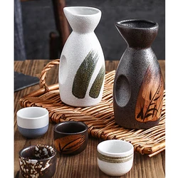 3/5Pcs Vintage Japanese Sake Set Ceramic Flagon Liquor Cup Hip Flasks Home Bar Sake White Wine Pot Creative Drinkware Gifts