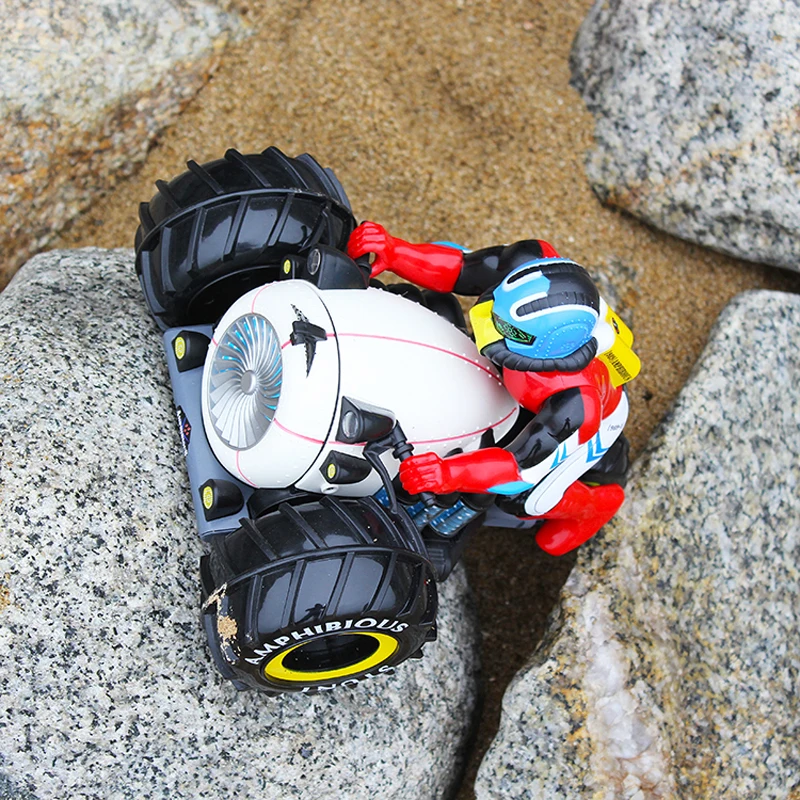 2.4G RC Car Dirt Bike Rock Crawler Amphibious Radio Control Motorcycle Stunt Racing Vehicle Model Light Electric Hobby Toys