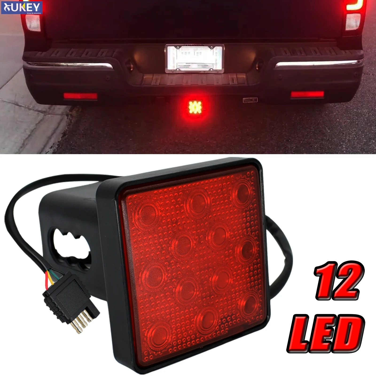 

12V Car Tail Light 2" Trailer Truck Hitch Towing Receiver Cover With 12 LED Brake Light Stop Tail Light Trailer Parts