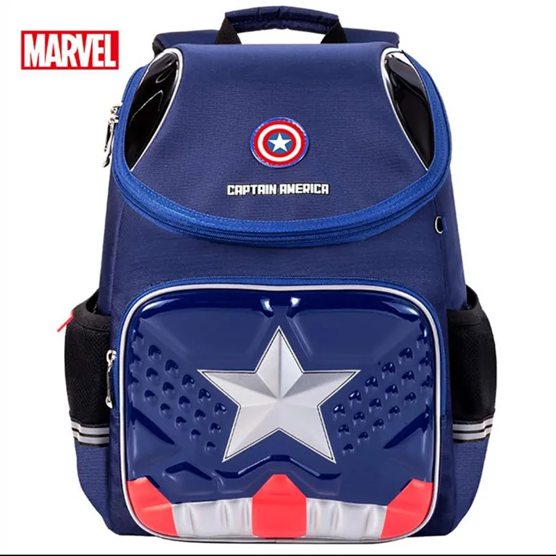 Disney New School Bags For Boys Primary Student Shoulder Orthopedic Backpack Grade 1-6 Iron Spider Man Captain America Mochila