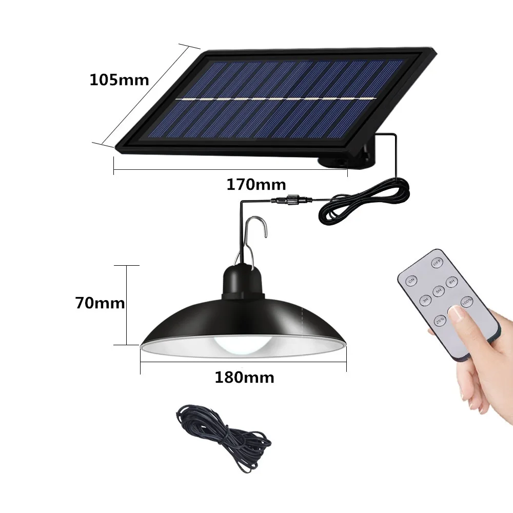 BORUiT Solar Pendant Light Outdoor Chandelier IP65 Waterproof Indoor Timing Solar Lamp With Line Suitable for Courtyard Garden