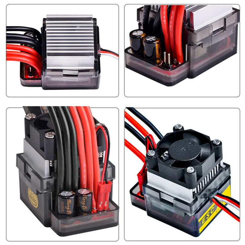 Controlador de velocidad cepillado ESC de alto voltaje 6V-12V 320A con ventilador de refrigeración protección contra el calor de baja voltios y sobrecalentamiento para RC coche camión barco
