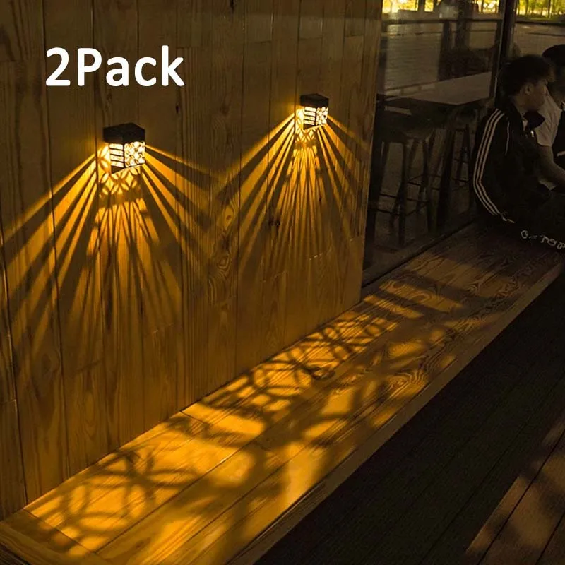 2 pçs led ao ar livre luz solar ao ar livre à prova dwaterproof água inteligente controle de luz decorativa lâmpada parede jardim cerca paisagem decoração