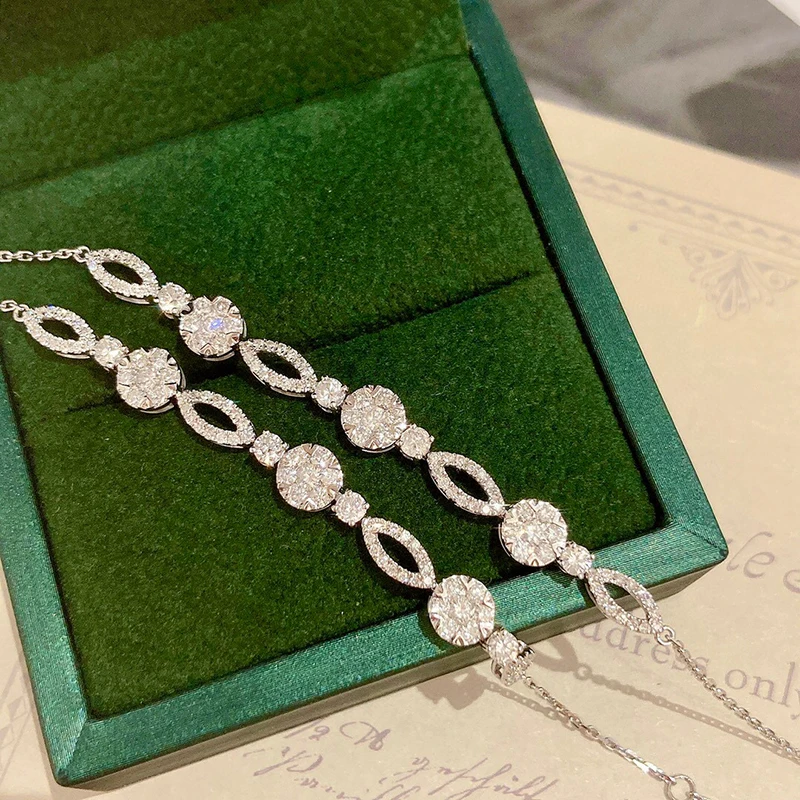 Aazuo-Bracelet de tennis nickel é pour femme, véritable or blanc massif 18 carats, vrais diamants, haut de gamme, fête de fiançailles