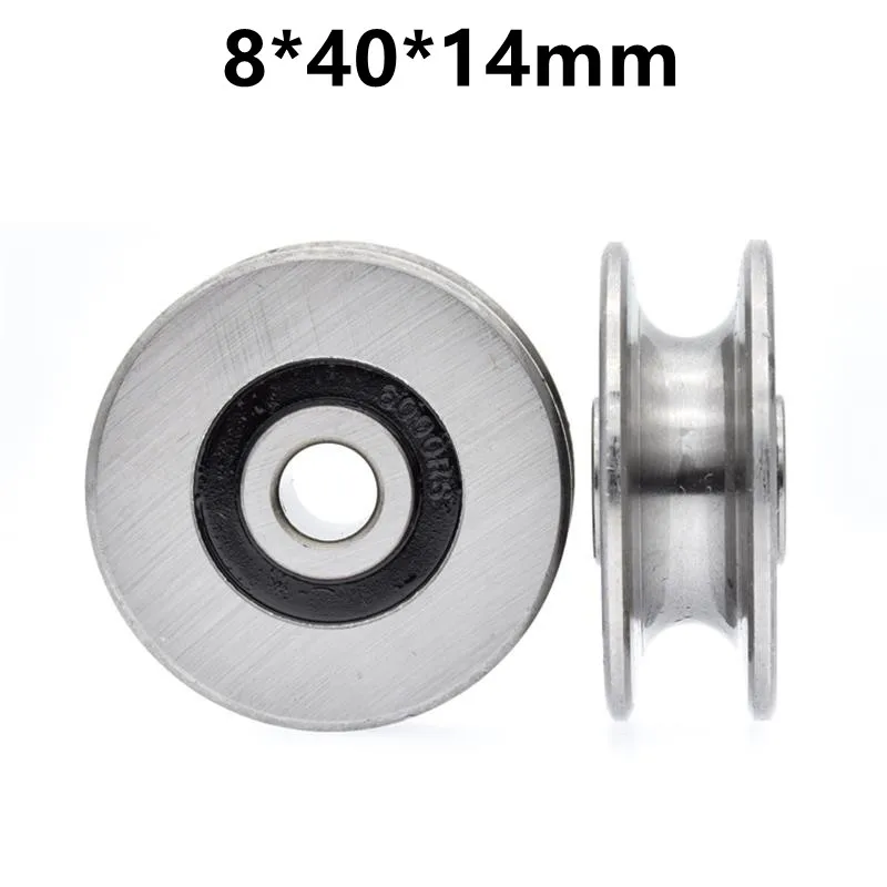 5pcs/20pcs U Groove Guide Wheel 8*40*14mm Steel Pulley Rope Wire Conductor Roller Hanging Wheel 8x40x14mm