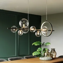 Nordic Glas Ball Led Anhänger Licht Schwarz Metall Wohnzimmer Esstisch Bar Hängen Lampen Haushalt Dekorative Innen Leuchten