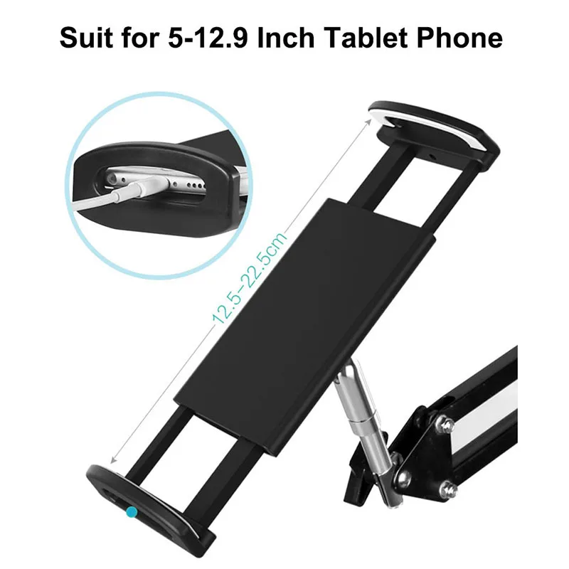 Support de téléphone et tablette pliable en métal, réglage multi-angle pour chaise longue de 5 à 12.9 pouces