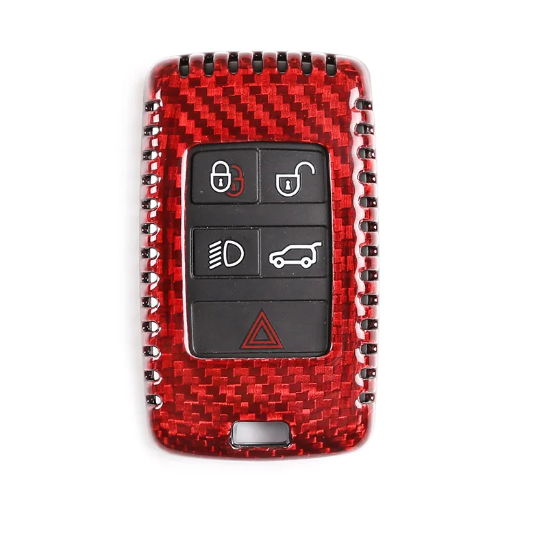 

For Land Rover Range Rover Vogue Velar Discovery 5 2017-21 Real Carbon Fiber Red Car Key Shell Protective Cover Car Accessories