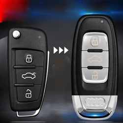 Car Modified Remote Key Shell Key Case for Audi A4 A6 Q7 TT Upgraded Replacement Key Cover with Logo Blade