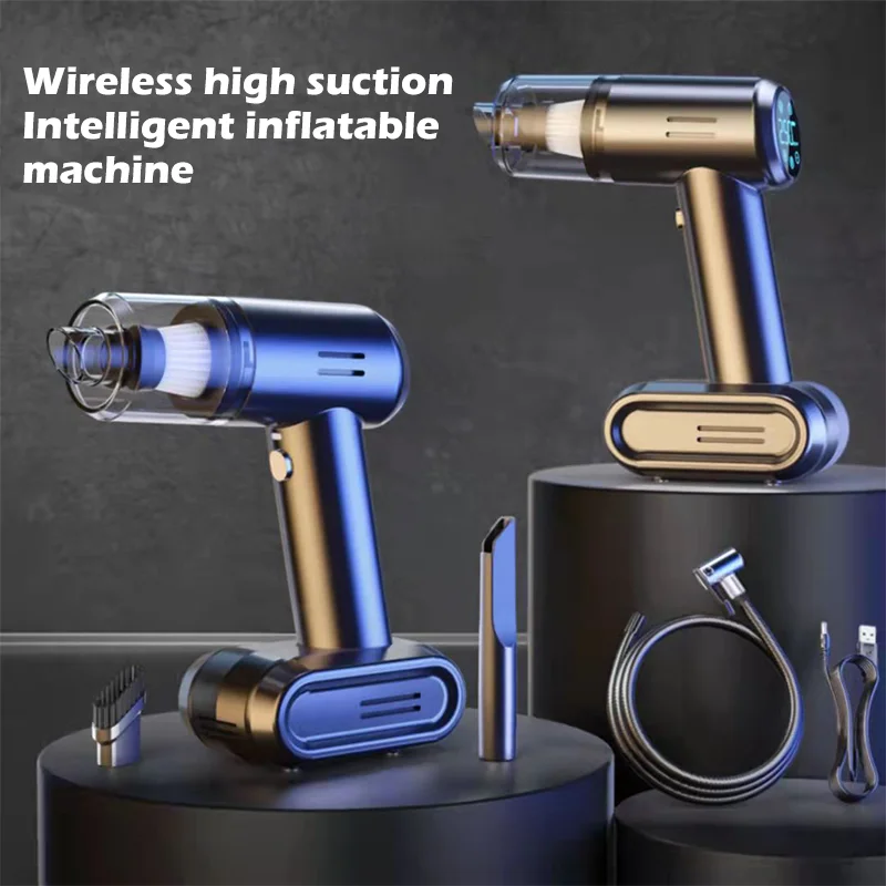 12000PA Four In One Car Vacuum Cleaner Air Pump Wireless Charging Wireless Vacuum Cleaner Large Suction Home Led Lights