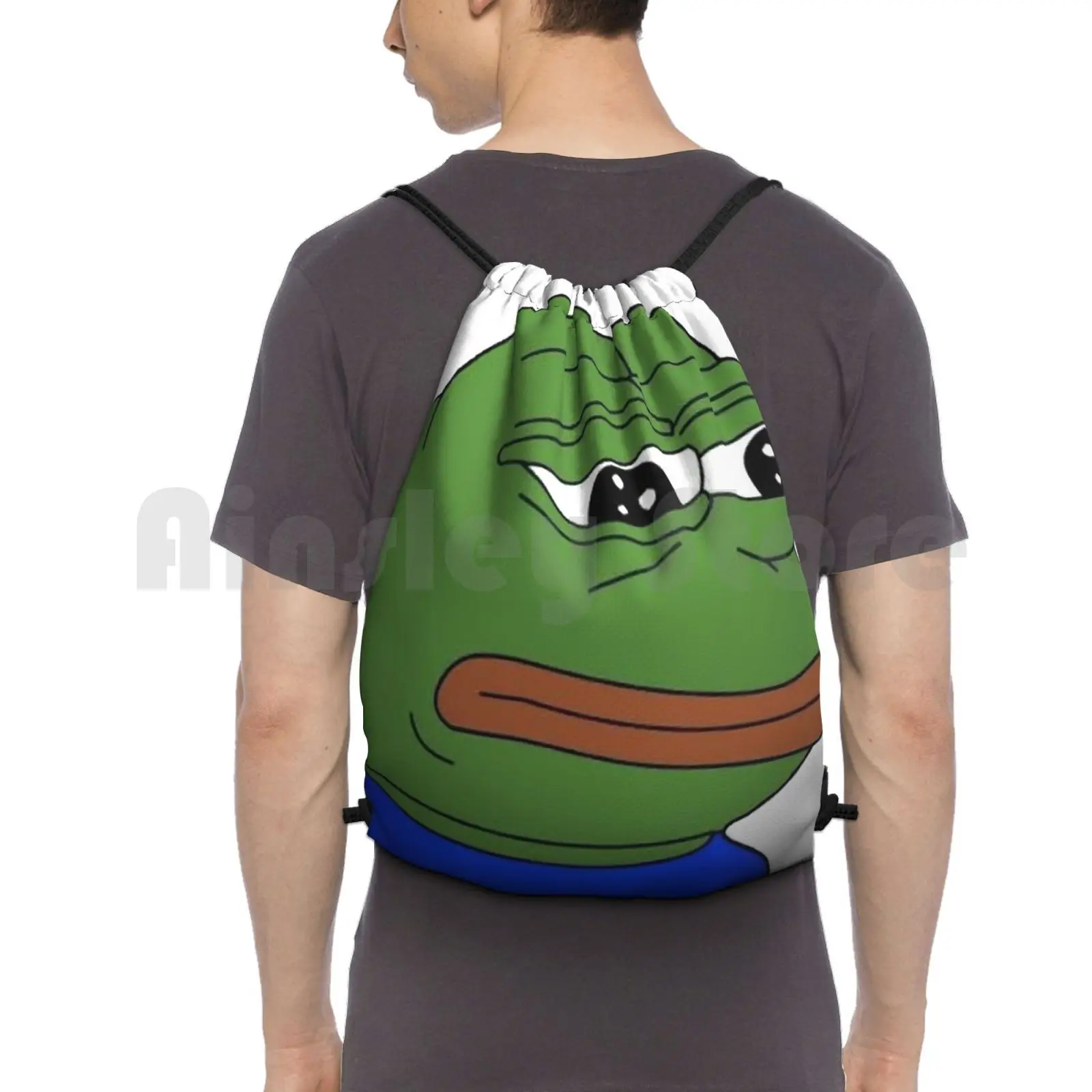 The Frog-The Original Meme Backpack Drawstring Bag Riding Climbing Gym Bag P Pe Meme Dank Dank Meme Meme Dank Sad 420 Rip