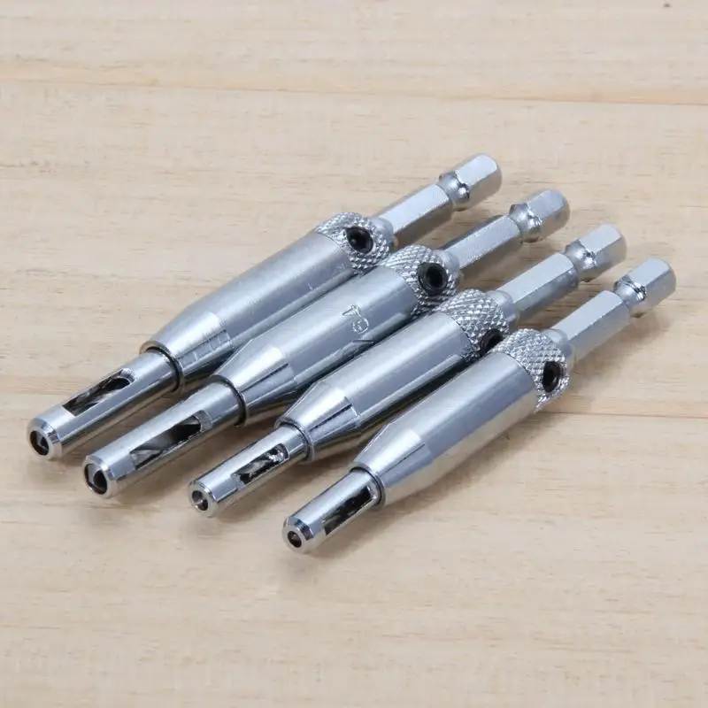 JUSTINLAU 4 HSS Tự Centering Bản Lề Khoan Bộ Cửa Tủ 5/64 "7/64" 9/64 "11/64" trung Tâm Mũi