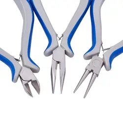 Pandahall Plier Sets For DIY Jewelry Making Tool Round Nose Side Cutting Pliers and Wire Cutters Blue 110~125x70mm Drop Shipping