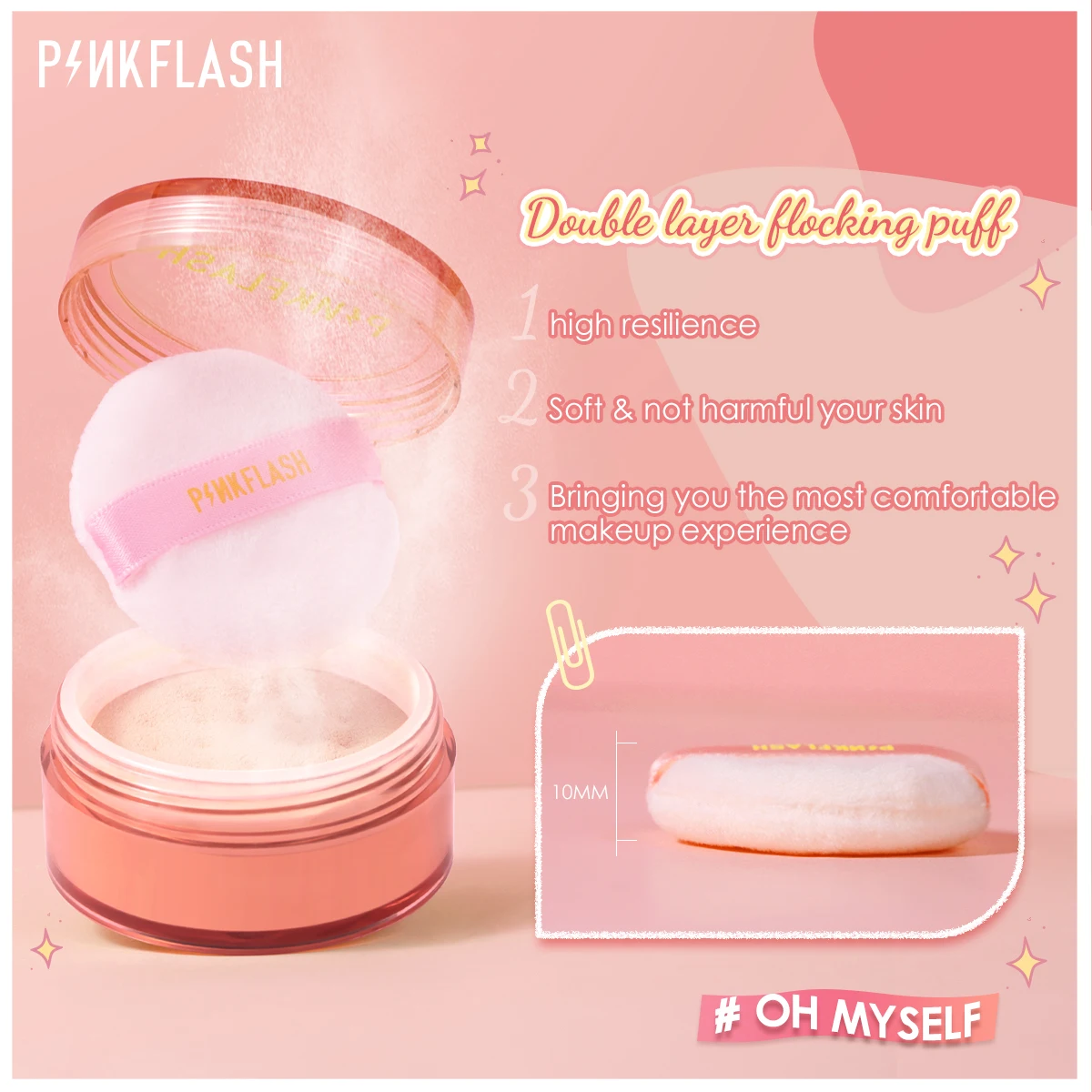 PINKFLASH 3 Colors Matte Loose Powder Waterproof Oil-control Matte Full Coverage Face Makeup Setting Finish Powder Cosmetics