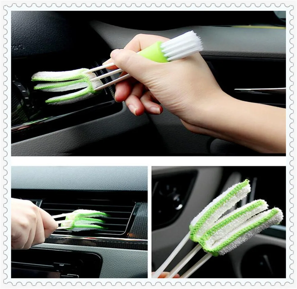 2In1 Green Car Cleaner Brush Vent Blinds for Renault CLIO 2001 2005 206 MEGANE trafic 2006 2001 megane