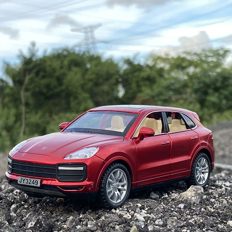 Cayennes-modelo de coche de aleación Turbo SUV, vehículo de juguete de Metal fundido a presión, colección de simulación de sonido y luz, regalo para