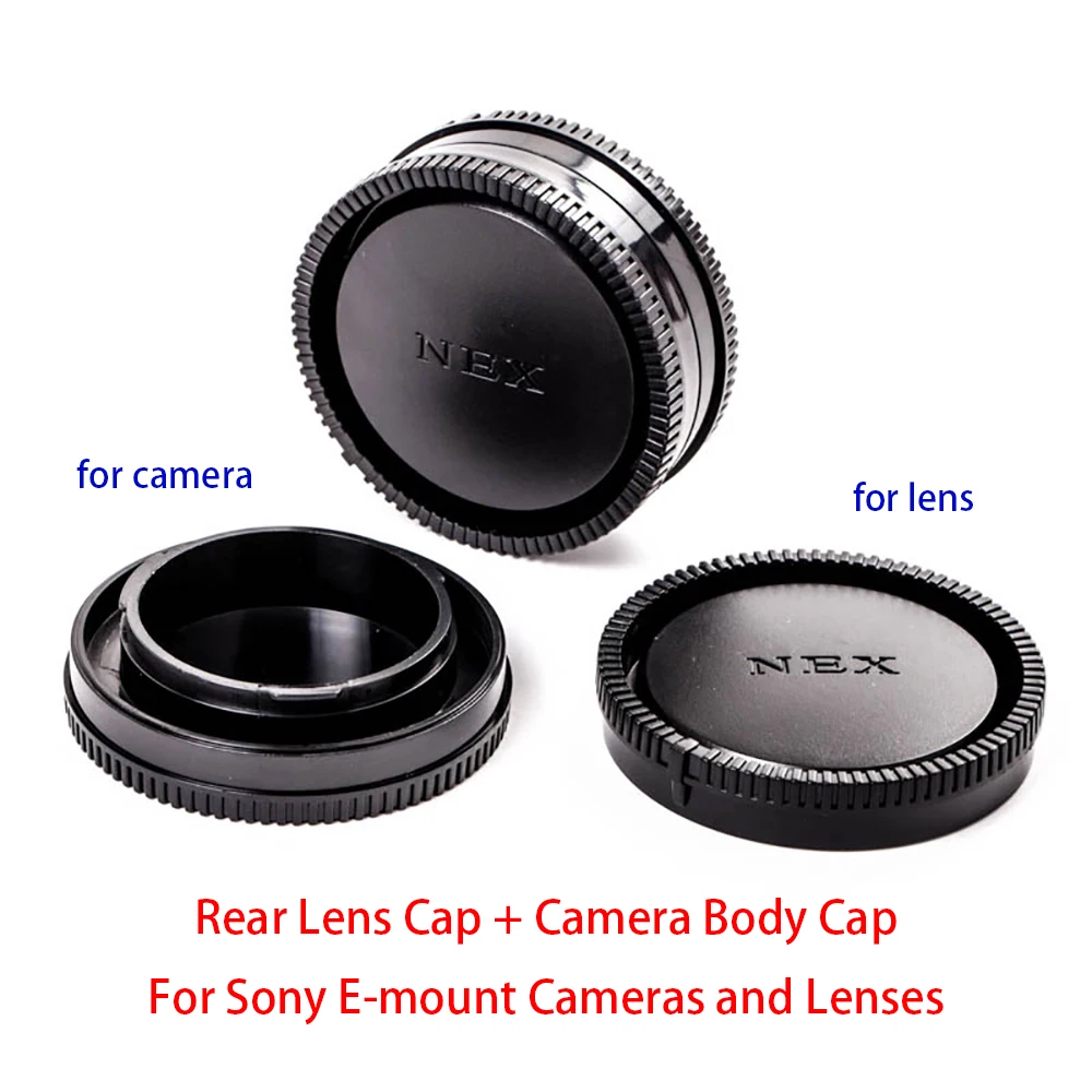 For Sony E mount  Cameras and Lenses , Rear Lens Cap + Camera Body Cap Set