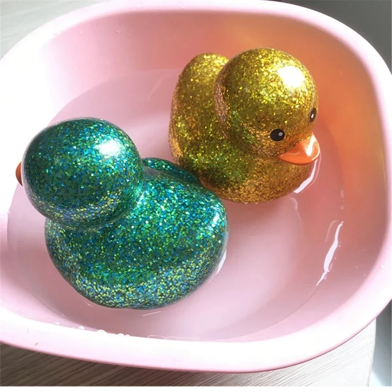 1 PC Baby Bath Toys Gold Powder Rubber Duck Sound Squeaky Bathly Shower Waterfloating Yellow Duck Kids Children Gift Classic Toy