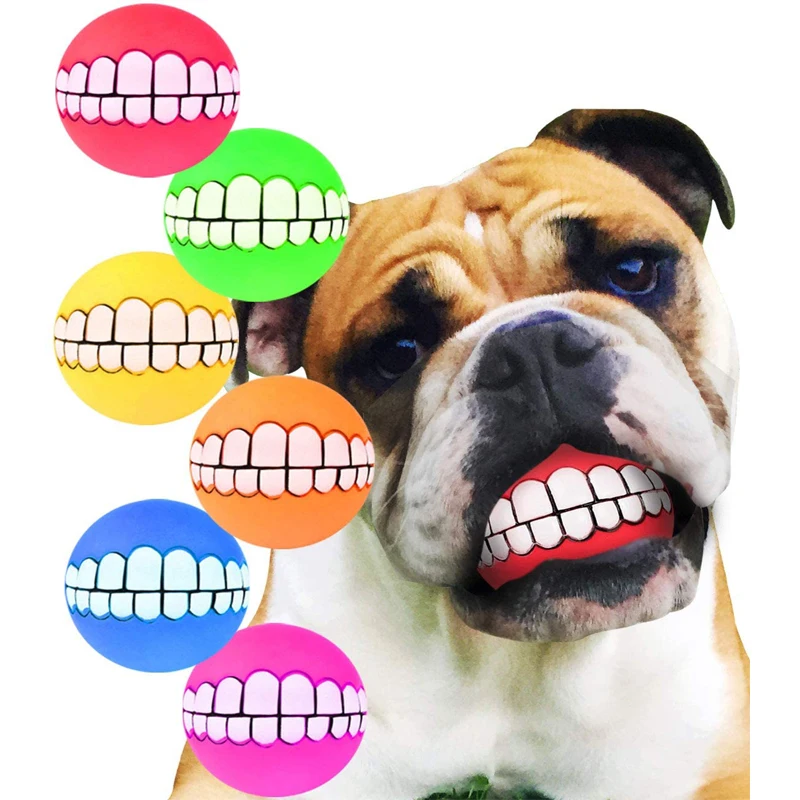 Pet Squeaky Toy Teeth Ball Toy Bite Resistant Dog Toys Cleaning Tooth Dog Chew Toy Small Puppy Training Interactive Pet Supplies