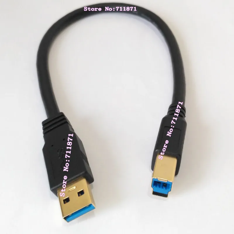 Czarny 30cm krótki kabel do drukarki USB3.0 linia pozłacana Usb Usb3.0 A męski na B męski kabel linii Usb3 Usb3.0 Usb 3.0 A do B męski