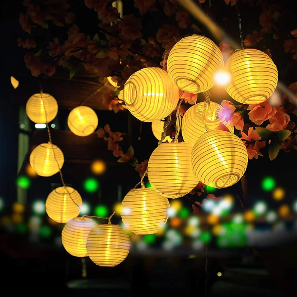 

5M 6M 20 30 LED Solar Lantern String Lights Outdoor Waterproof Solar Fairy Light Garden Hanging Ball Lamp For Yard Wedding Decor