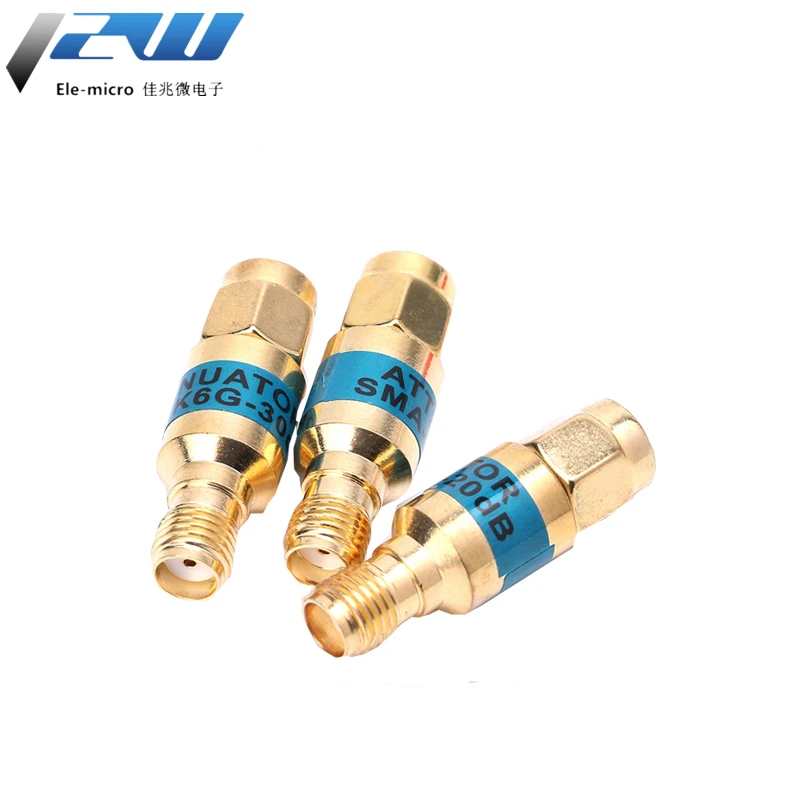 1PCS 2W DC-6GHz SMA Male to SMA Female Coaxial RF Attenuator, 1/2/3/5/6/10/15/30db Attenuator, SMA Fixed Connectors  Gold Plated